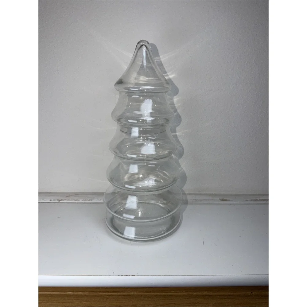 Vintage Clear Apothecary Tree 6 Tier Clear Glass Christmas Tree Shaped Jar